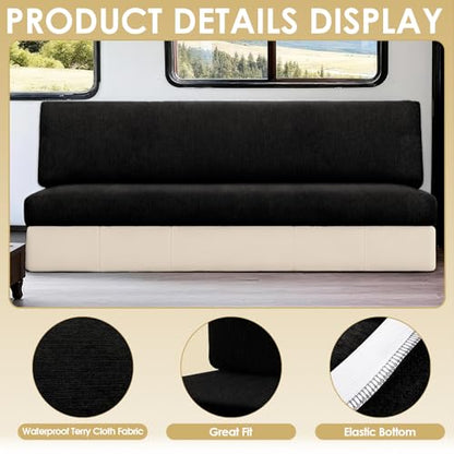 Waterproof RV Dinette Cushion Covers - Stretch Seat Slipcover, Washable RV Couch Cover Designed for Camper Car Bench (Loveseat 2 Backrest Cover & 2 Bench Cover, Black) - color: Black, size: Loveseat 2 Backrest Cover & 2 Bench Cover