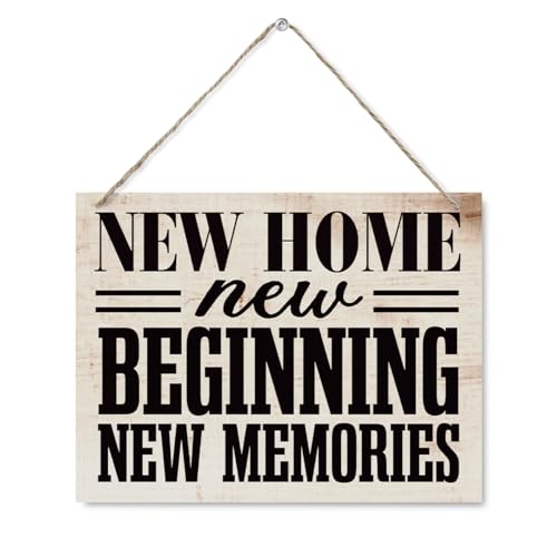 New Home Signs, Rustic Home Accessories, Motivational Family Art Decor, Wood Plaque Sign, Decorative Sign for New House Living Room Bedroom Warming Gift 7.9 x 10.2 Inches - color: HOME 25