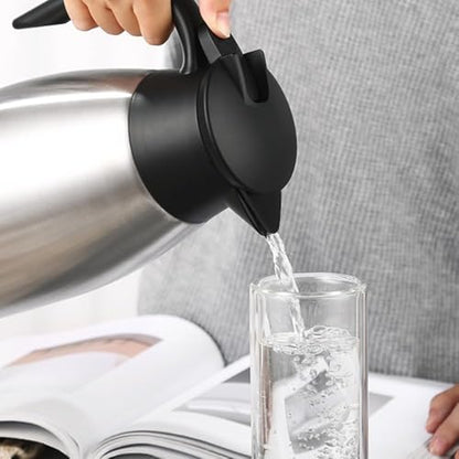 68oz Thermal Coffee Carafe, 2 Pack Airpot Insulated Coffee Urns Stainless Steel Vacuum Thermal Pot Dispenser for Coffee, Hot Water, Tea, Hot Beverage - Keep 12 Hours Hot, 24 Hours Cold (Silver,Silver) - color: Silver Silver
