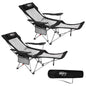 #WEJOY 2-in-1 Reclining Camping Chair with Footrest for Adults Folding Lounge Chair with Adjustable Backrest Lightweight Camping Chairs Heavy Duty Camp Chairs for Outdoor - color: 2 Pack Black Grey