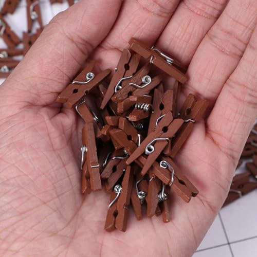 Mini Clothespins Brown 100 Pcs Heavy Duty Clothes Pin White Clothes Tiny Clothespins Wooden Brown Craft Clip Photo Clips Clothes Pins Cartoon Wooden Nail Mini White Clothes