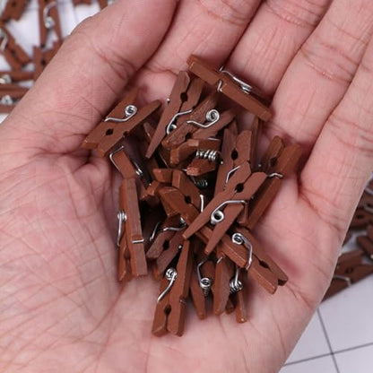 Mini Clothespins Brown 100 Pcs Heavy Duty Clothes Pin White Clothes Tiny Clothespins Wooden Brown Craft Clip Photo Clips Clothes Pins Cartoon Wooden Nail Mini White Clothes
