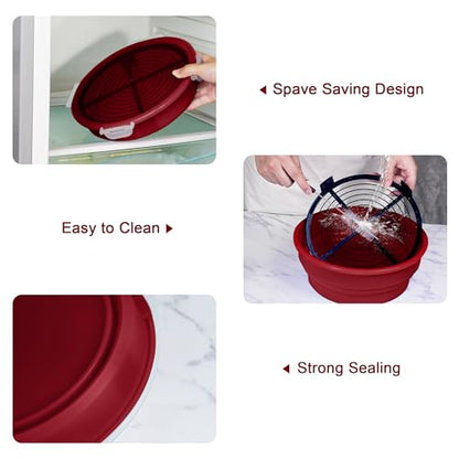 FJNATINH Collapsible Batter Bowl - Mess Free Better Breader Shaker Bowl with Lid Breading Shaker Container - Great for Fried Fish, Fried Chicken, Onion Rings, Wings & More,No Leak,Easy to Store,Red - color: Red