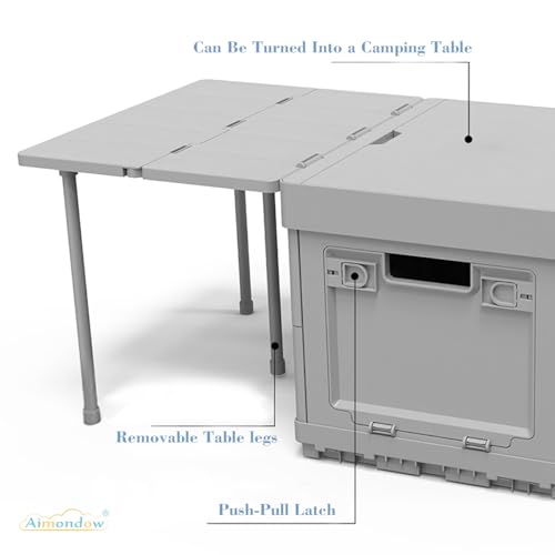 Folding Storage Box with Table, 3 in 1 Camping Collapsible Bins with Parking Warning Sign, Multifunctional Foldable Container, Outdoor Storage Bin for Picnic, Home, Office, Car
