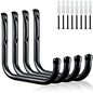 KURUI Wall Hooks for Garage Garden, 4 Pack Water Hose Holder, Large Garage Storage Hanger for Ladder Bike Extension Cord Tool, Wall Mount l Hooks, Black Heavy Duty 8 inch Long Hook - size: 8''-4pcs