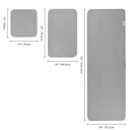 POLYTE 430 GSM Microfiber Quick Dry Lint Free Oversize Bath Towel Set, 6 Piece (Waffle Weave) - color: Light Gray