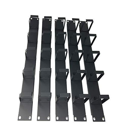 (5 Pack) 1U 5 D-Ring Cable Manager - 19 Inch Horizontal Rack Mount Metal Server Rack Wire Management