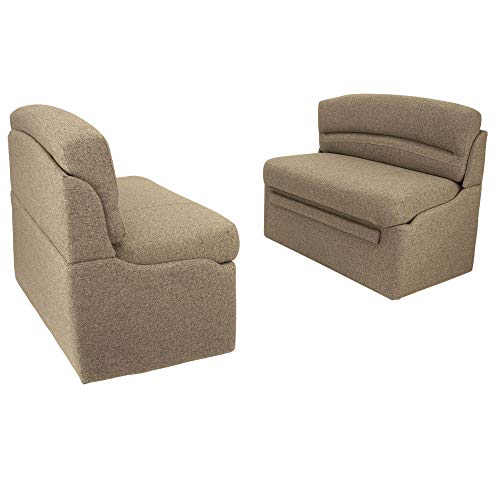 RecPro Charles 38" RV Dinette Booth with Storage | Cloth | Converts to Bed | Dining Room | Furniture (2 Booth, Oatmeal) - color: Oatmeal, size: 2 Booth
