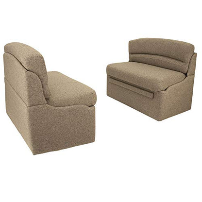 RecPro Charles 38" RV Dinette Booth with Storage | Cloth | Converts to Bed | Dining Room | Furniture (2 Booth, Oatmeal) - color: Oatmeal, size: 2 Booth