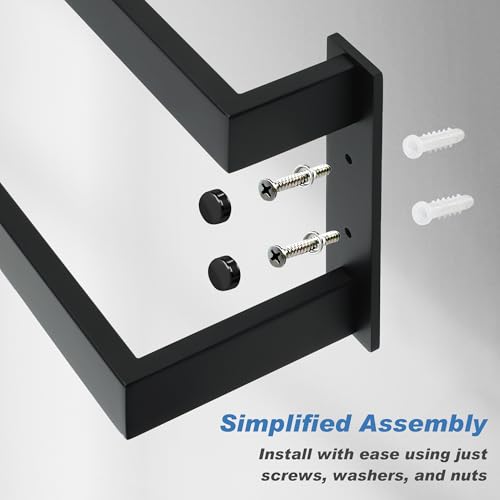 Alise Double Towel Bar, 24" Towel Racks for Bathroom Wall Mounted SUS304 Stainless Steel, Heavy Duty Bathroom Towel Holder, Quick Drying Towel Hanger, Matte Black - color: Matte Black, size: 24-inch