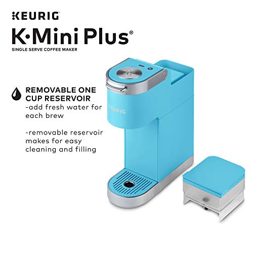 Keurig K-Mini Plus Single Serve K-Cup Pod Coffee Maker, with 6 to 12oz Brew Size, Stores up to 9 K-Cup Pods, Travel Mug Friendly, Cool Aqua - color: Cool Aqua