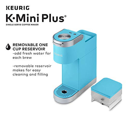 Keurig K-Mini Plus Single Serve K-Cup Pod Coffee Maker, with 6 to 12oz Brew Size, Stores up to 9 K-Cup Pods, Travel Mug Friendly, Cool Aqua - color: Cool Aqua