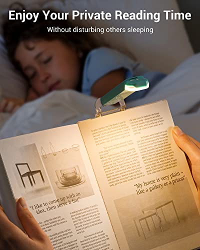 DEWENWILS USB Rechargeable Book Light for Reading in Bed, LED Book Reading Lights with Clip, Perfect for Bookworms, Kids, Warm White, Brightness Adjustable (Blue) - color: Blue