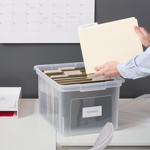 STAPLES Plastic File Box with Snap Lid, Letter/Legal Size, Clear, 4/Carton - color: Clear, size: 4 Pack, style: Box (Snap Lid)