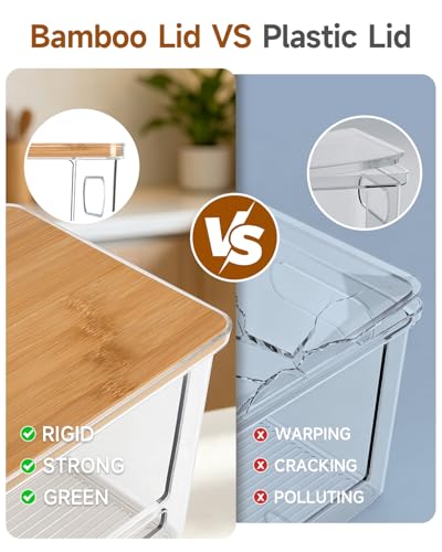 Trash Bag Dispenser 2 Pack (XL+S) - Acrylic Garbage Bags Dispenser with Bamboo Top, Trash Bag Holder Under Sink for Pantry, Kitchen, Laundry Room, Cabinet - size: XL+S-2 Pack