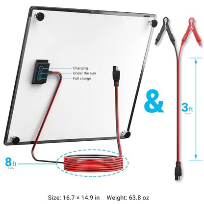 POWOXI Solar Panel Kit 12V 20W Magnetic + MPPT Charge Controller Waterproof Solar Battery Charger Maintainer Solar Trickle Charger Alligator Clip for Car Boat RV Motorcycle Marine, etc. - size: Magnetic-20W