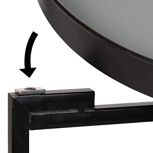 Kate and Laurel Celia Round Foldable Tray Accent Table, 14" x 14" x 25.75", Gray and Black, Modern Minimalist Design and Magnetic Tabletop - color: Black/Gray