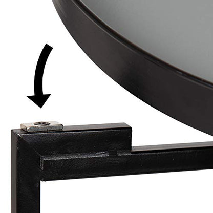 Kate and Laurel Celia Round Foldable Tray Accent Table, 14" x 14" x 25.75", Gray and Black, Modern Minimalist Design and Magnetic Tabletop - color: Black/Gray