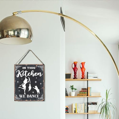 wall-pediments MP 480 In This Kitchen We Dance Witch & Cat Plaque, 6.7 x 10 Inches Witchy Kitchen Decor - color: Generic 9965
