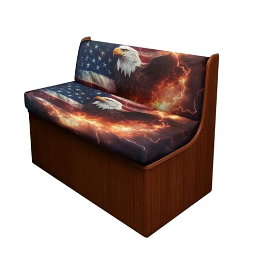 RV Dinette Cushions Covers - Stretch Sofa Seat Slipcovers - Washable Loveseat Furniture Protector for Camper Car Bench (American Flag Eagle 1 Backrest Cover & 1 Bench Cover) - color: American Flag Eagle