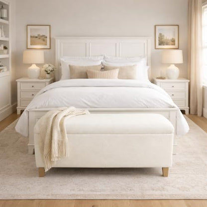 HomePop 42" Sherpa Storage Bench - Cream - color: Cream Sherpa