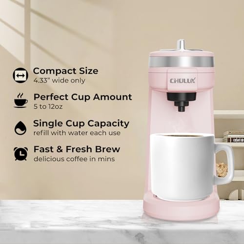 CHULUX Mini Coffee Maker for K Capsule, Single Serve Coffee Maker for One Cup Americano, Lightweight Pod Coffee Machine, Dusty Rose - color: Dusty Rose