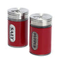 Salt and Pepper Shakers Stainless Steel and Glass Set with Adjustable Pour Holes (Red) - color: Red