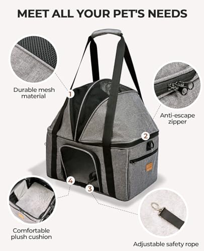 BurgeonNest Top-Expandable Large Cat Carrier, Soft-Sided Cat Bag for Medium & Large Cats Up to 25 lbs, Upgraded Small Dog Car Seat, Pet Travel Bag with Semi-Open Canopy - size: Large