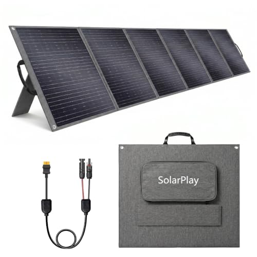 SolarPlay 400W Portable Solar Panel with Adjustable Kickstands, Foldable Solar Panel for Power Station, RV, Camping, Power Backup, Outdoor Generators, Blackout