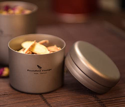 Boundless Voyage Titanium Small Tin Can Box Canister Tea Tins Coffee Tins Food Storage Container for Tea,Coffee, Herb, Candy, Chocolate, Sugar, Spices, Beans - color: Ti3208D-80ml 1pcs