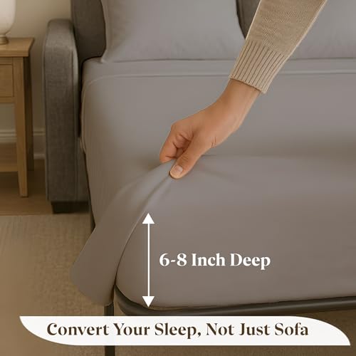 Soft & Luxurious Full Sleeper Sofa Bed Sheet Set - Premium Quality 100% Cotton Sheets, 4-Piece Solid Bedding Sets, Fits RV & Sofabed Mattresses up to 8" Deep, Light Grey - color: 03-light Grey, size: Full 8" Deep