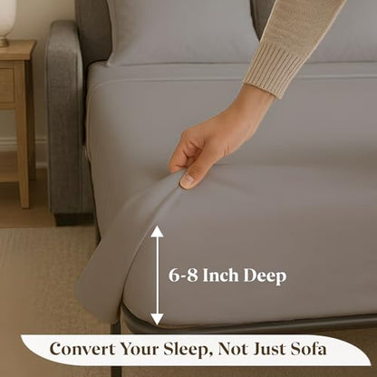 Soft & Luxurious Queen Sleeper Sofa Bed Sheet Set - Premium Quality 100% Cotton Sheets, 4-Piece Solid Bedding Sets, Fits RV & Sofabed Mattresses up to 8" Deep, Light Grey - color: 03-light Grey, size: Queen 8" Deep