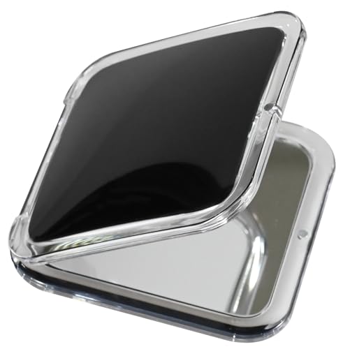 MIRRORVANA 30X Compact Magnifying Mirror for Travel, Handheld and Foldable Square Design - Lightweight Mini Pocket-Sized Magnified Mirror, Ideal for Purse or Handbag Use - 3.3" x 3.3" (Black)