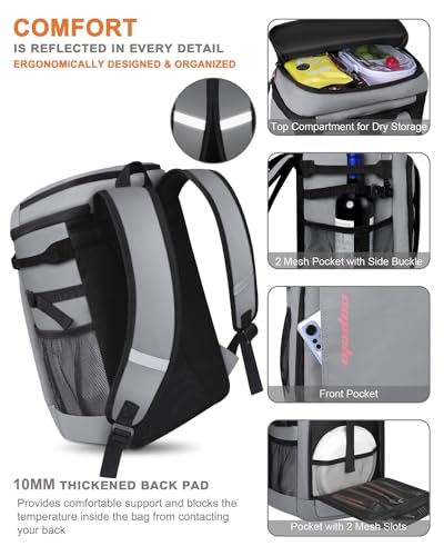 Capolo 36/45 Cans Cooler Backpack Insulated Waterproof for Women Men Lunch Backpack Coolers Leak Proof Soft Cooler Bags - color: Leather Gray, size: 45 Cans