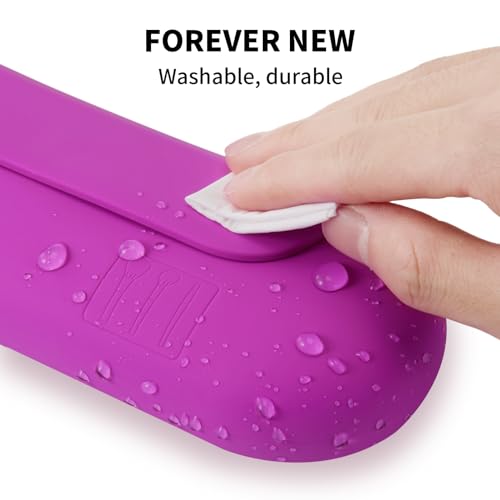 AGIKET Silicone Makeup Brush Holder Travel Cosmetic Bag：Soft Portable Cosmetic Face Brushes Holder with Upgrade Anti-Fall Out Magnetic Closure, Large Travel Makeup Brush Case - Bright Pink - color: Bright Pink, style: Brush Holder