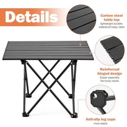 REDCAMP Portable Camping Table, Ultralight Roll Up Folding Table | 22x17’’ Beach Tbale with Storage Bag for Outdoor, Picnic, Sports, Party, Cooking, Camping, Black - size: 22"D x 16"W x 14"H