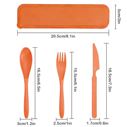 Zoyiancy Reusable Utensils Set with Case, 4 Sets Portable Plastic Cutlery Set, Fork Spoons Knife Tableware for Travel Picnic Camping
