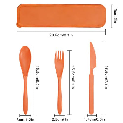 Zoyiancy Reusable Utensils Set with Case, 4 Sets Portable Plastic Cutlery Set, Fork Spoons Knife Tableware for Travel Picnic Camping