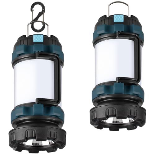 BOBKID 2 Pack Camping Lantern, Outdoor LED Camping Light, Rechargeable Flashlights with 1000LM, 6 Modes, IPX5 Waterproof Portable Emergency Camp Light for Hurricane Survival - Blue - color: Blue, size: 2 Count(Pack of 1)