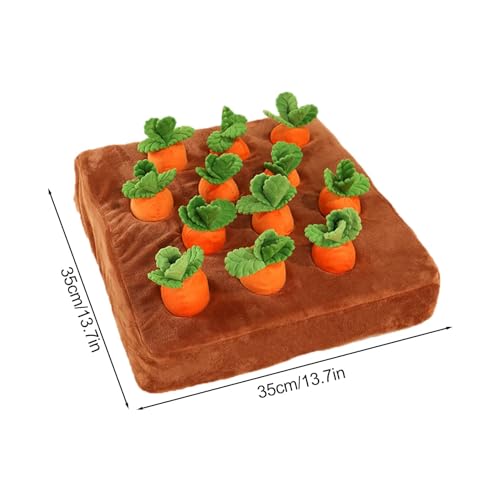 Carrot Snuffle Mat for Dogs, Interactive Dog Plush Puzzle Toys, 2 in 1 Non-Slip Nosework Feed Games, Pet Stress Relief with 12 Carrots