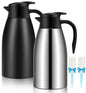 68oz Thermal Coffee Carafe, 2 Pack Airpot Insulated Coffee Urn Stainless Steel Vacuum Thermal Pitchers for Coffee, Hot Water, Tea, Beverage - Keep 12 Hours Hot, 24 Hours Cold (Silver, Matte Black) - color: Silver, Matte Black