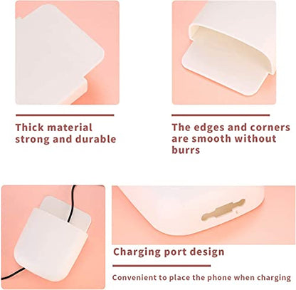 6 Pcs Remote Control Holder Wall Mounted, Self-Adhesive Wall Mount Phone Pen Pencil Makeup Brushes Glasses Holder Storage Box Organizer for Wall Beside Table - color: Blue, White, Red, Yellow, Gray, Pink