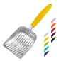 WePet Cat Litter Scoop, Aluminum Alloy Sifter, Kitty Metal Scooper, Deep Shovel, Long Handle, Poop Sifting, Kitten Pooper Lifter, Durable, Heavy Duty, for Litter Box - color: FLAT Aluminum \ #04 Yellow Handle, size: Small