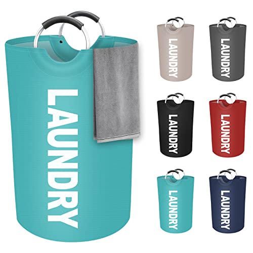 StorageRight 75L Large Laundry Basket, Laundry Hamper, Dirty Clothes Hamper for Laundry, Collapsible, Waterproof Laundry Baskets with Foam Protected Aluminum Handles for Laundry, Dorm, Family (Green) - color: Green, size: 75L