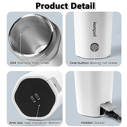 Electric Travel Kettle, Portable Electric Kettle, Mini Hot Water Boiler, Small Travel Tea Kettle Fast Boiling Water, One Cup Hot Water Maker, 350ml-White - color: Whit-350ml