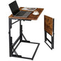 Folding Side Table, Adjustable C-Shaped End Table for Couch, Metal Frame TV Tray Table for Sofa Living Bedroom Bedside Coffee Small Spaces (Brown, 23.6" L x 15.8" W) - size: 23.6"L x 15.8"W