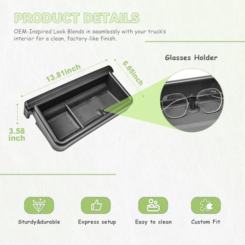 HGWEI Dashboard Storage Box Compatible with 2024-2026 Toyota Tacoma & 2025 2026 4Runner (14 Inch Screen Only), Behind Screen Dash Tray Interior Center Console Organizer Accessories-Not for 8" Screen