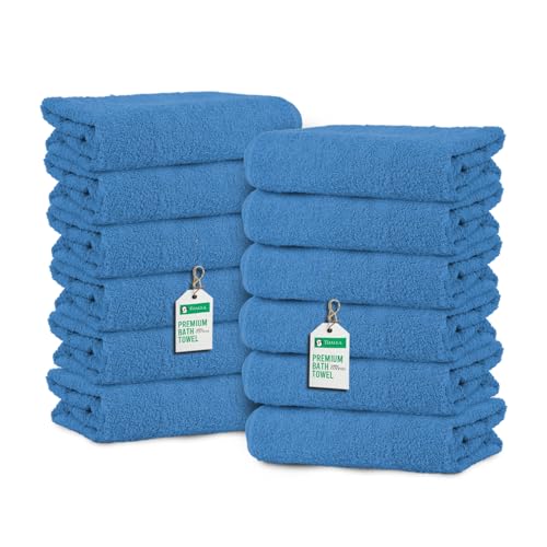 TOALLA_ Bath Towels_27x54_Pk 12_Navy Blue Bath Towels (12-Pack, 27W X 54 L Inches) Navy Blue Color- Cotton Towel for Gym, Bath, Spa, Shaving, Shampoo, for Daily use, Large - color: Navy Blue, size: Bath Towel - Pack of 12 - 27x54 Inches