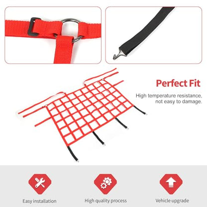 Rear Seat Cargo Net Pet Barrier Compatible with Jeep Wrangler JK JL Gladiator JT 2 Door 4 Door 2007-2024 (Red) - color: Red