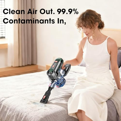 TRPYD Cordless Vacuum Cleaner, Upgraded 15KPA 70 Minutes, Powerful Suction, Rechargeable, Lightweight, 180° Bendable Cane Vacuum Cleaner for Home/Pet Hair/Carpet/Floor